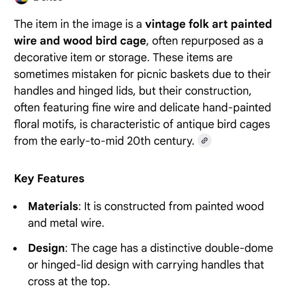 1920s antique birdcage, also known as a picnic basket. - Picture 4 of 4